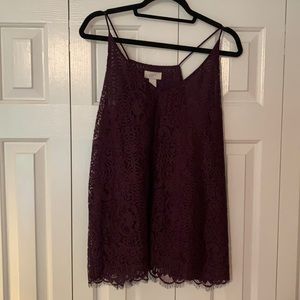 Purple lace Loft tank top.